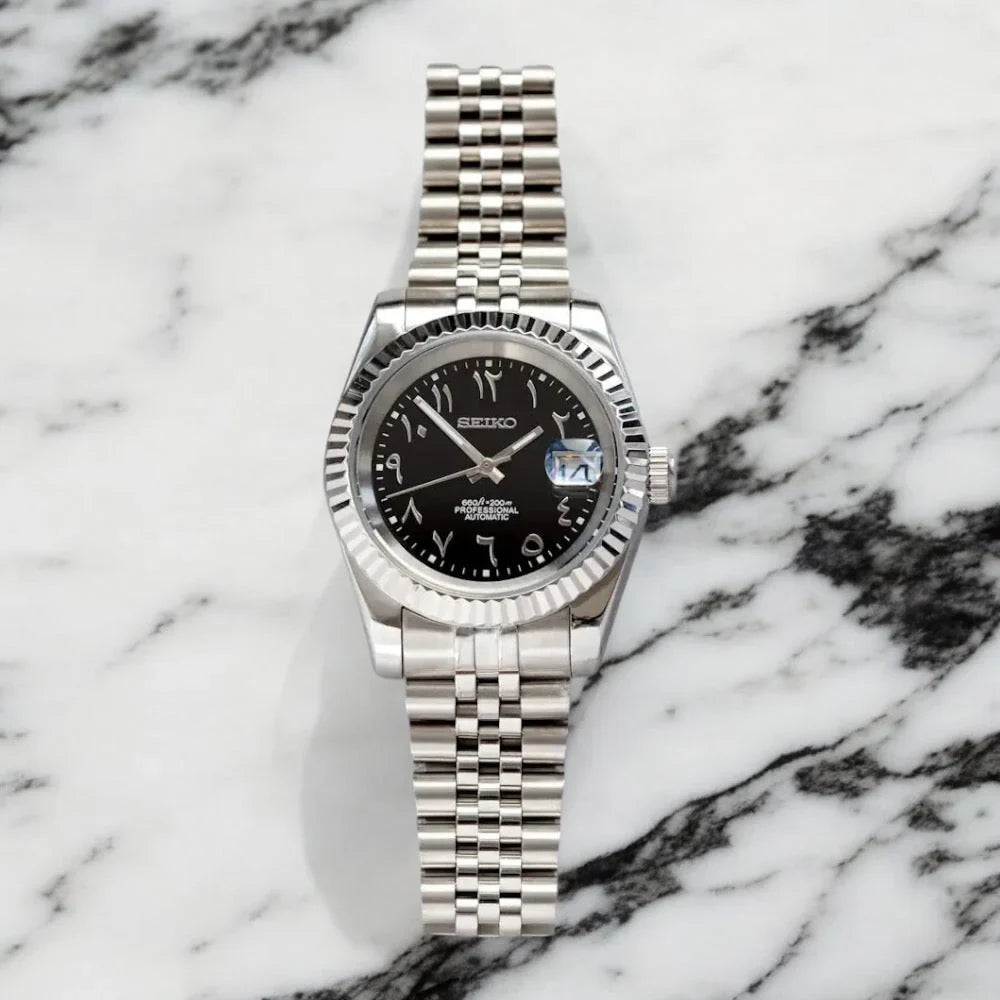 Seiko Mod Datejust "Black Arabic"