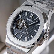 Seiko Mod Nautilus "Open Heart Black"