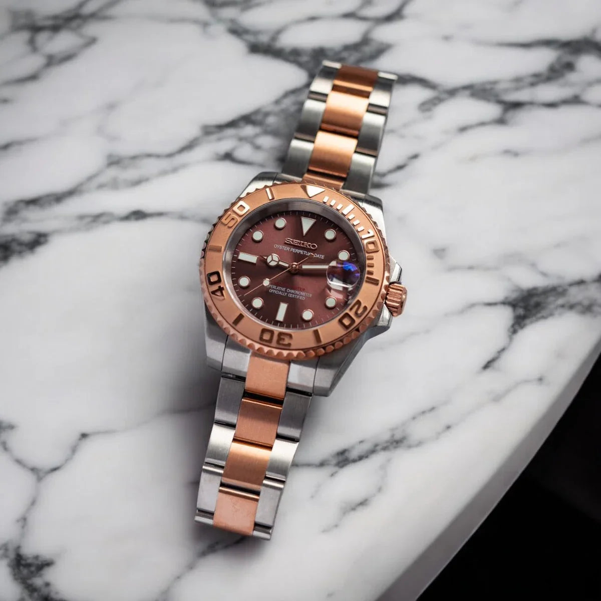 Seiko Mod Yacht-Master "Rose/Silver"