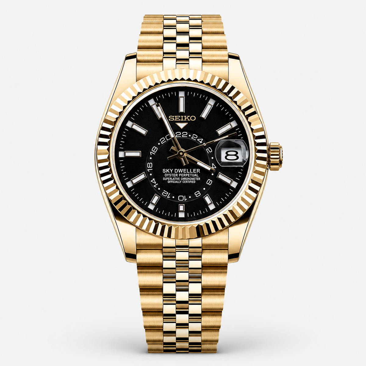 Seiko Mod Sky-Dweller "Gold Black Dial"