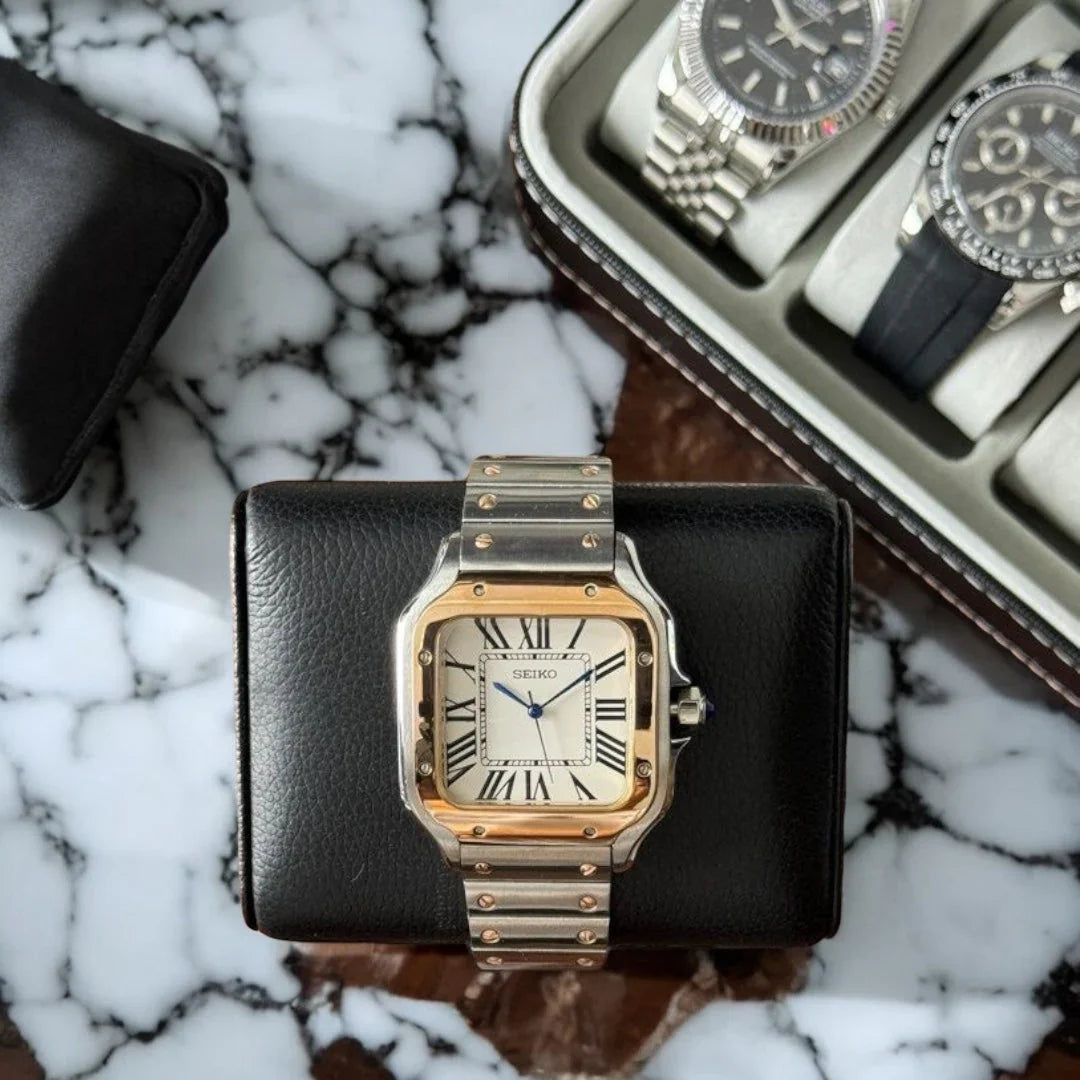 Seiko Mod Santos "Two Tone Gold & Steel"